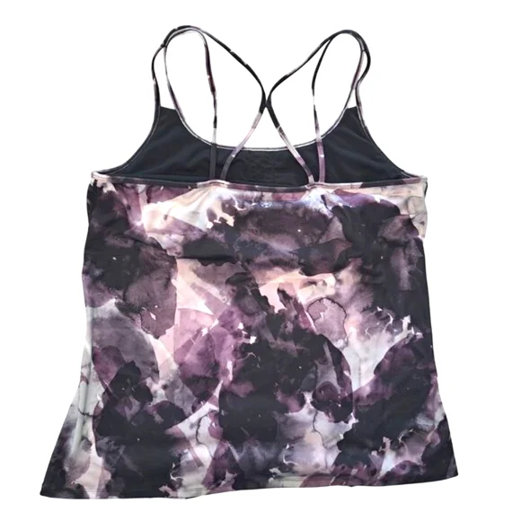 Gaiam Black Purple Tie Dye Strappy Tank Top Built in Bra Plus Size XXL - Picture 2 of 3